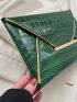 Crocodile Embossed Flap Square Bag