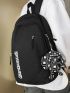 Men Letter Graphic Casual Daypack With Bag Charm