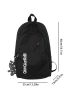 Men Letter Graphic Casual Daypack With Bag Charm