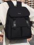 Men Letter Graphic Buckle Decor Flap Backpack