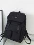 Men Letter Graphic Buckle Decor Flap Backpack