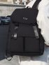 Men Letter Graphic Buckle Decor Flap Backpack