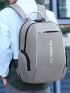 Men Letter Graphic Laptop Backpack Camping Bag