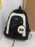Men Two Tone Letter Patch Decor Casual Daypack With Coin Purse
