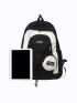 Men Two Tone Letter Patch Decor Casual Daypack With Coin Purse