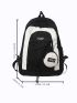 Men Two Tone Letter Patch Decor Casual Daypack With Coin Purse
