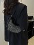 Studded Decor Hobo Bag