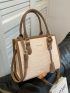 Crocodile Embossed Letter Graphic Square Bag