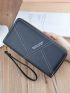 Letter Graphic Long Wallet With Wristlet