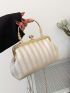Striped Pattern Kiss Lock Chain Satchel Bag