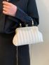 Striped Pattern Kiss Lock Chain Satchel Bag