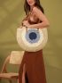 Colorblock Straw Bag