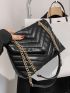 Chevron Quilted Chain Square Bag