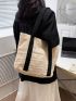Two Tone Straw Bag