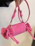 Neon Pink Drawstring Detail Novelty Bag