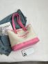 Letter Graphic Contrast Binding Shopper Bag