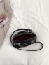 Litchi Embossed Letter Print Dome Bag