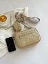 Contrast Binding Zipper Straw Bag With Coin Purse
