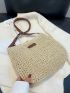 Letter Patch Decor Straw Bag, Mothers Day Gift For Mom