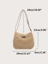 Letter Patch Decor Straw Bag, Mothers Day Gift For Mom