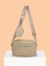 Contrast Binding Zipper Straw Bag With Coin Purse