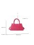 Neon Pink Crocodile Embossed Letter Graphic Square Bag