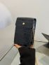Crocodile Embossed Phone Wallet White Flap Chain PU