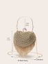 Mini Rhinestone Fringe Decor Heart Design Novelty Bag