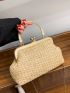 Minimalist Kiss Lock Straw Bag