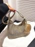 Rhinestone Decor Hobo Bag With Coin Purse