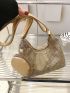 Rhinestone Decor Hobo Bag With Coin Purse