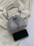 Mini Rhinestone Decor Drawstring Design Chain Bucket Bag