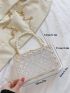 Mini Faux Pearl Decor Clear Box Bag, Trendy Argyle Embossed Acrylic Handbag, Chain Crossbody Bag (6.92 X 4.15 X 1.98) Inch