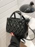 Quilted Detail Double Handle Square Bag