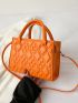 Quilted Detail Double Handle Square Bag