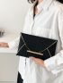 Crocodile Embossed Envelope Bag Metal Decor Contrast Binding Felt