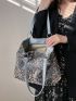 Sequin Decor Shoulder Tote Bag, Clear Bag
