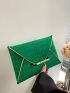 Crocodile Embossed Metal Decor Flap Envelope Bag