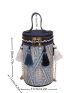 Mini Geometric Pattern Tassel Decor Bucket Bag