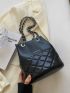 Mini Quilted Letter Graphic Chain Bucket Bag