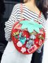 Letter Decor Novelty Bag Strawberry Design Zipper PU Fashionable