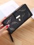 Leaf Embroidered Long Wallet