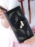 Leaf Embroidered Long Wallet