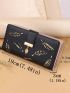 Leaf Embroidered Long Wallet