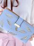 Leaf Embroidered Long Wallet