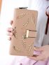 Leaf Embroidered Long Wallet