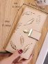 Leaf Embroidered Long Wallet