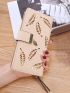 Leaf Embroidered Long Wallet