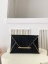 Crocodile Embossed Envelope Bag Metal Decor Contrast Binding Felt