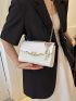 Faux Pearl Decor Flap Chain Square Bag